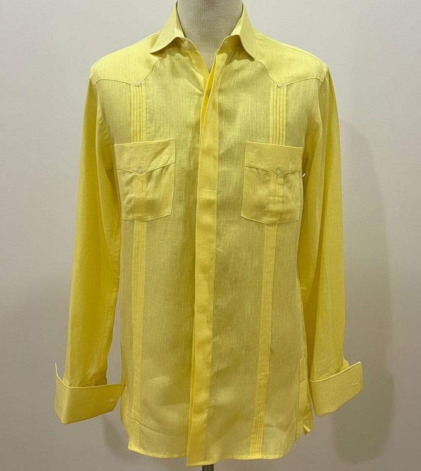 Guayabera amarillo sin vivos