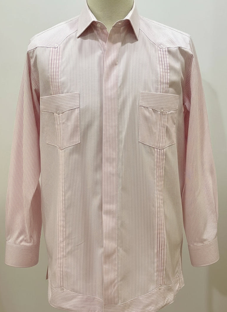 Guayabera rosa de rayas