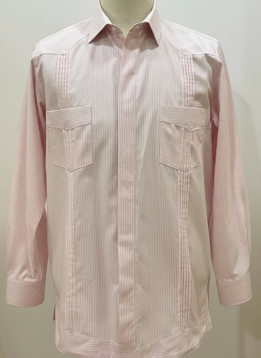 Guayabera rosa de rayas