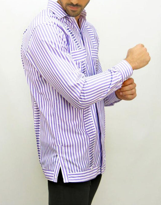 Guayabera de rayas moradas